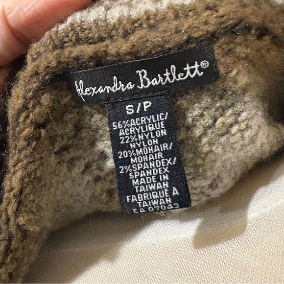 Chevron Tie-Front Cardigan - Brown and Cream boho Retro 70s Look /‎ cottagecore - Picture 4 of 4